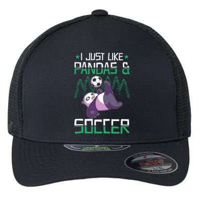 Panda Soccer I Just Love Pandas And Playing Soccer Flexfit Unipanel Trucker Cap