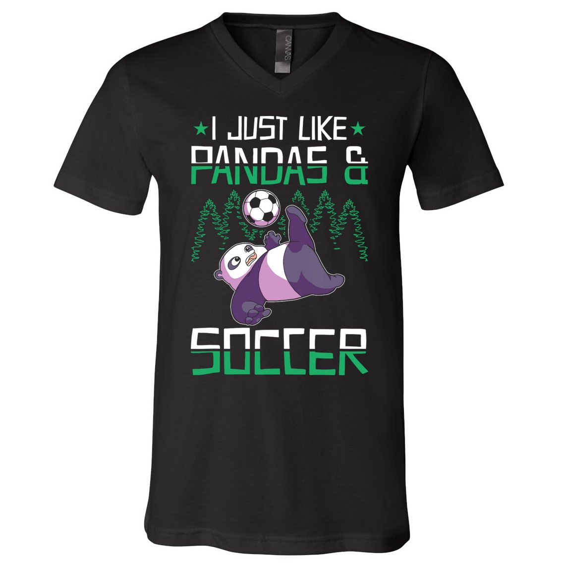 Panda Soccer I Just Love Pandas And Playing Soccer V-Neck T-Shirt