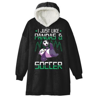 Panda Soccer I Just Love Pandas And Playing Soccer Hooded Wearable Blanket
