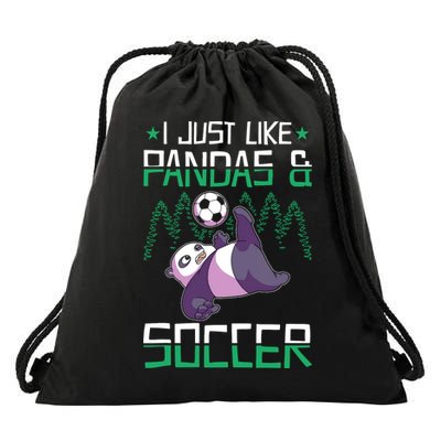 Panda Soccer I Just Love Pandas And Playing Soccer Drawstring Bag
