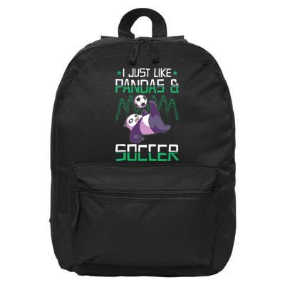 Panda Soccer I Just Love Pandas And Playing Soccer 16 in Basic Backpack