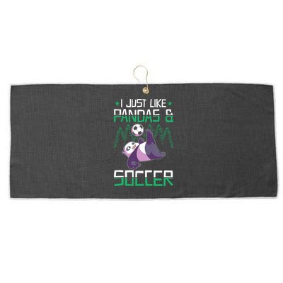 Panda Soccer I Just Love Pandas And Playing Soccer Large Microfiber Waffle Golf Towel