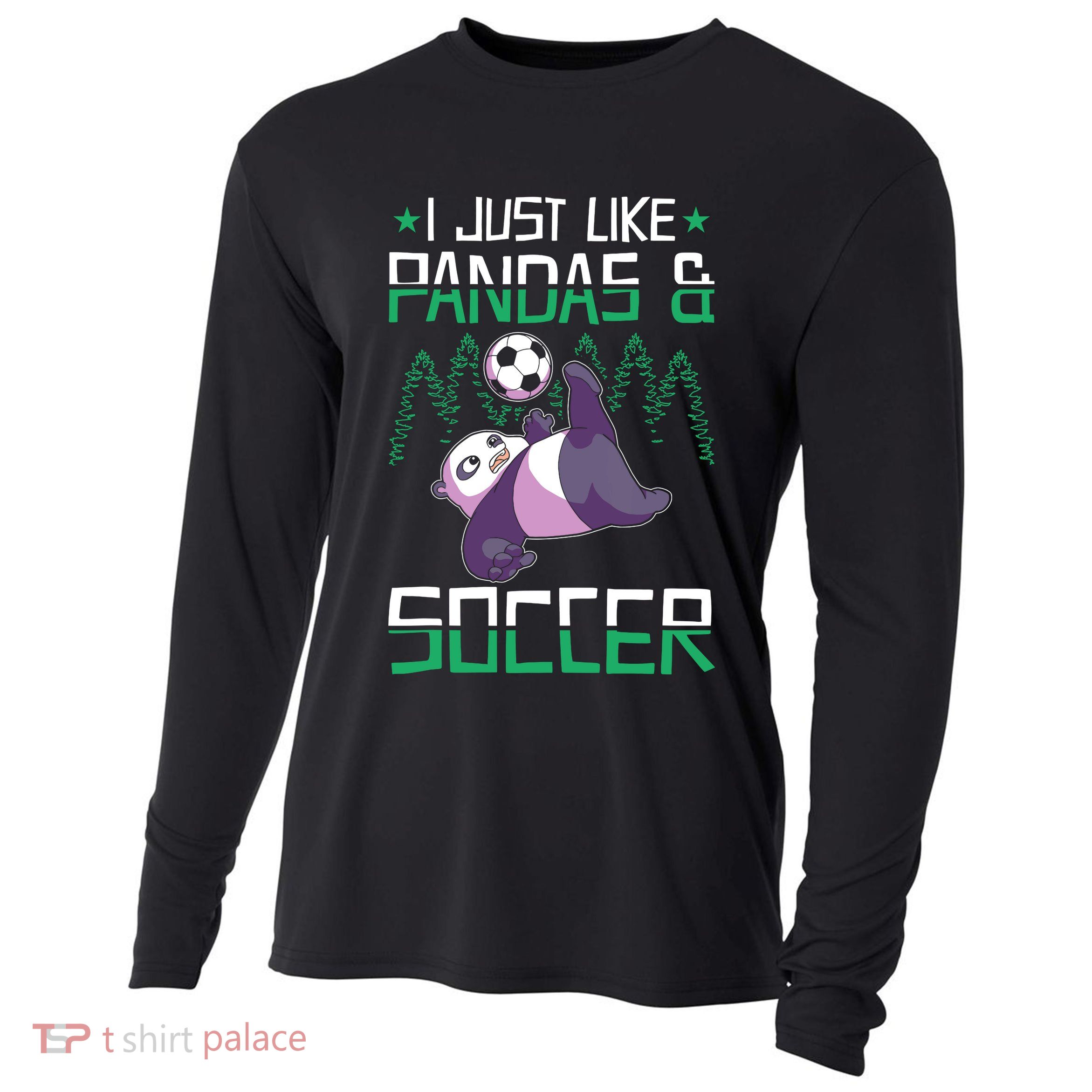 Panda Soccer I Just Love Pandas And Playing Soccer Cooling Performance Long Sleeve Crew