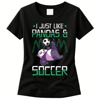 Panda Soccer I Just Love Pandas And Playing Soccer Womens T-Shirt