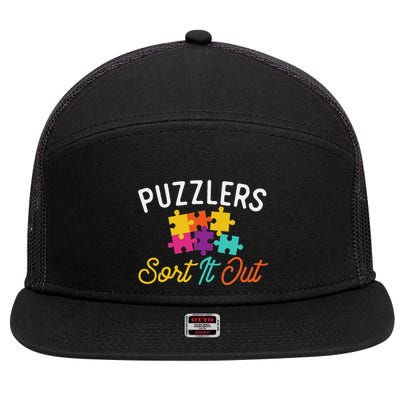 Puzzlers Sort It Out Puzzles Game Puzzle Lover Hobbyist 7 Panel Mesh Trucker Snapback Hat