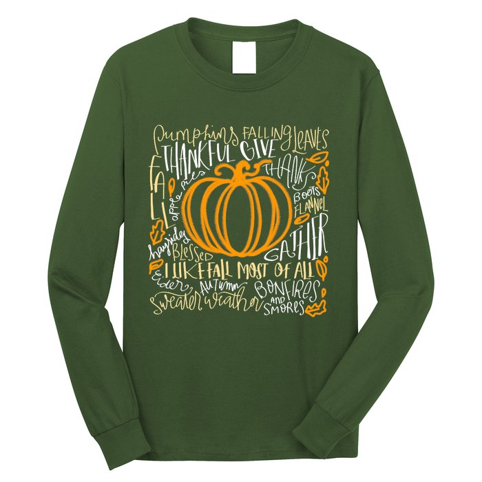 Pumpkin Spice Is My Favorite Season Autumn Leaves Fall Long Sleeve Shirt