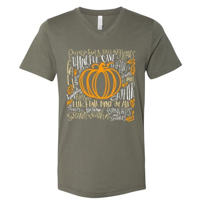 Pumpkin Spice Is My Favorite Season Autumn Leaves Fall V-Neck T-Shirt