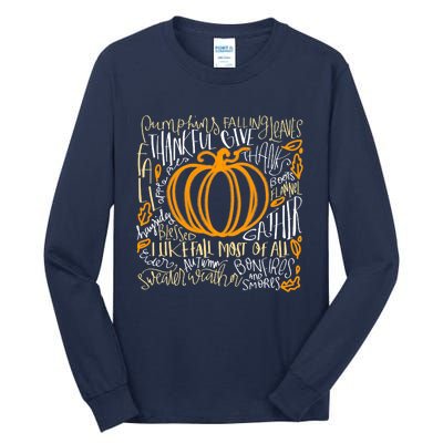 Pumpkin Spice Is My Favorite Season Autumn Leaves Fall Tall Long Sleeve T-Shirt