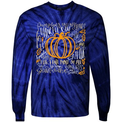 Pumpkin Spice Is My Favorite Season Autumn Leaves Fall Tie-Dye Long Sleeve Shirt