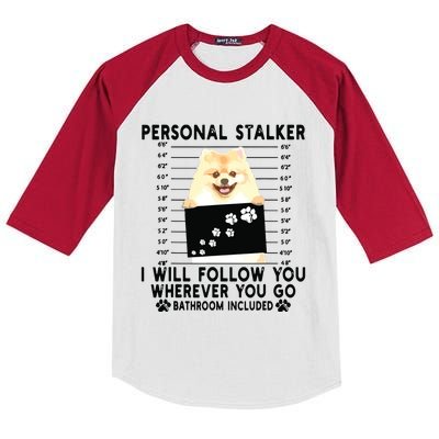 Personal Stalker I Will Follow You Pomeranian Lover Gift Kids Colorblock Raglan Jersey