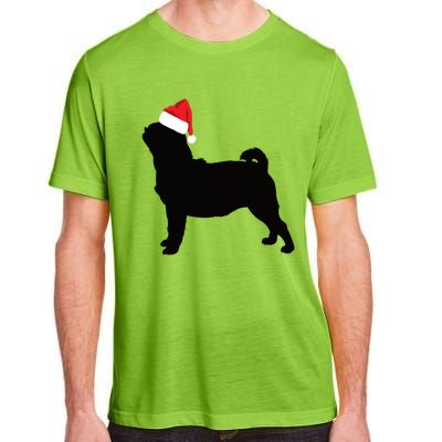 Pug Silhouette In Santa Hat Funny Christmas Dog Lover Gift Adult ChromaSoft Performance T-Shirt