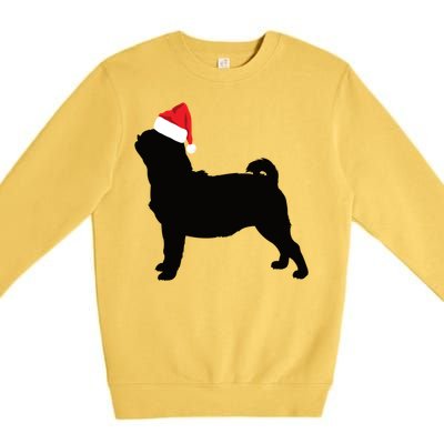 Pug Silhouette In Santa Hat Funny Christmas Dog Lover Gift Premium Crewneck Sweatshirt