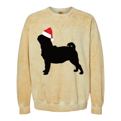 Pug Silhouette In Santa Hat Funny Christmas Dog Lover Gift Colorblast Crewneck Sweatshirt