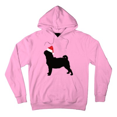 Pug Silhouette In Santa Hat Funny Christmas Dog Lover Gift Hoodie