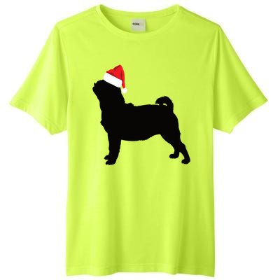 Pug Silhouette In Santa Hat Funny Christmas Dog Lover Gift Tall Fusion ChromaSoft Performance T-Shirt