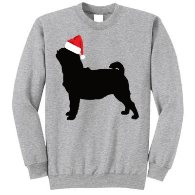 Pug Silhouette In Santa Hat Funny Christmas Dog Lover Gift Sweatshirt