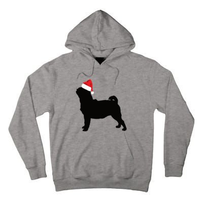 Pug Silhouette In Santa Hat Funny Christmas Dog Lover Gift Tall Hoodie