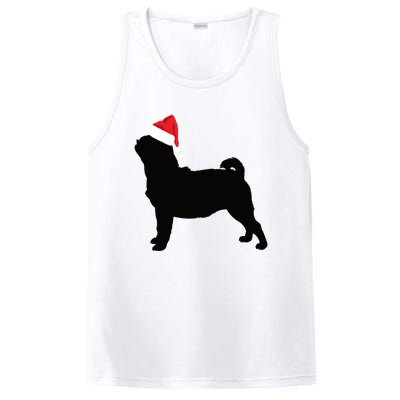 Pug Silhouette In Santa Hat Funny Christmas Dog Lover Gift PosiCharge Competitor Tank