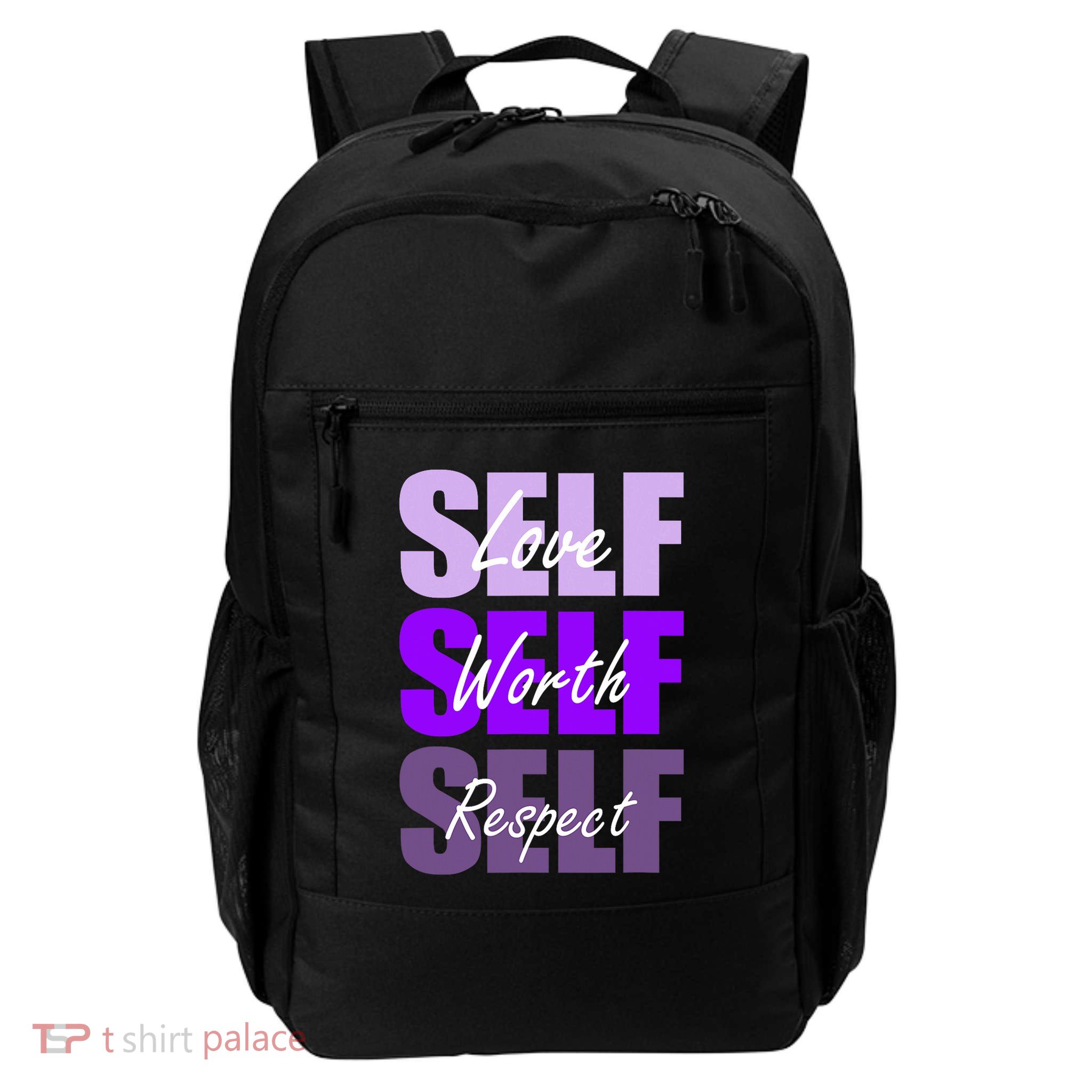 Purple Self Ish X 3 Purple Color Graphic Daily Commute Backpack