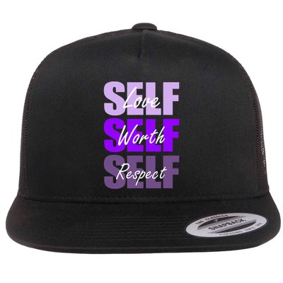 Purple Self Ish X 3 Purple Color Graphic Flat Bill Trucker Hat
