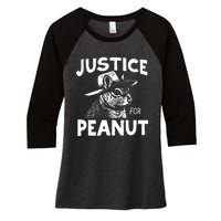 Peanut Squirrel Justice For Peanut Women's Tri-Blend 3/4-Sleeve Raglan Shirt