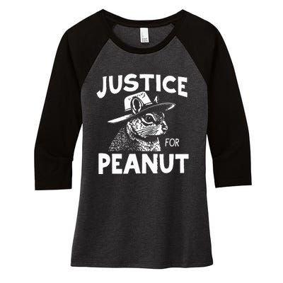 Peanut Squirrel Justice For Peanut Women's Tri-Blend 3/4-Sleeve Raglan Shirt