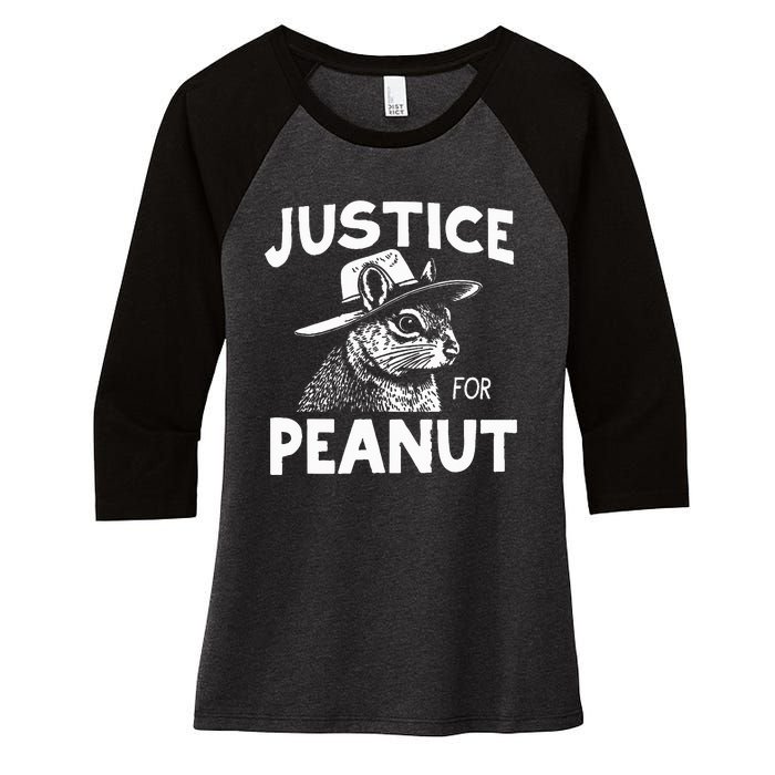 Peanut Squirrel Justice For Peanut Women's Tri-Blend 3/4-Sleeve Raglan Shirt