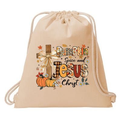 Pumpkin Spice Jesus Christ Fall Thanksgiving Drawstring Bag