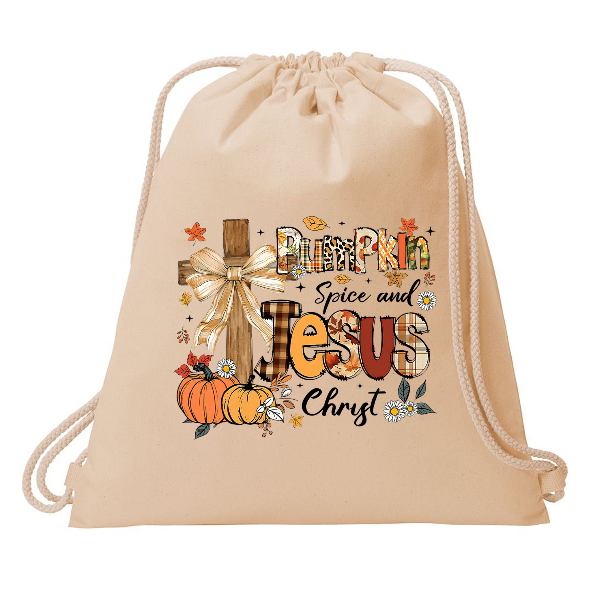 Pumpkin Spice Jesus Christ Fall Thanksgiving Drawstring Bag