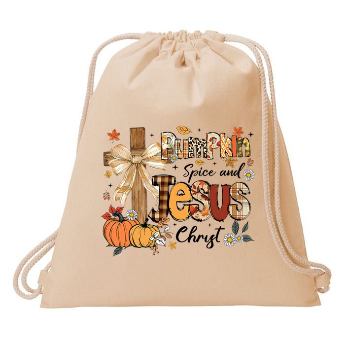 Pumpkin Spice Jesus Christ Fall Thanksgiving Drawstring Bag