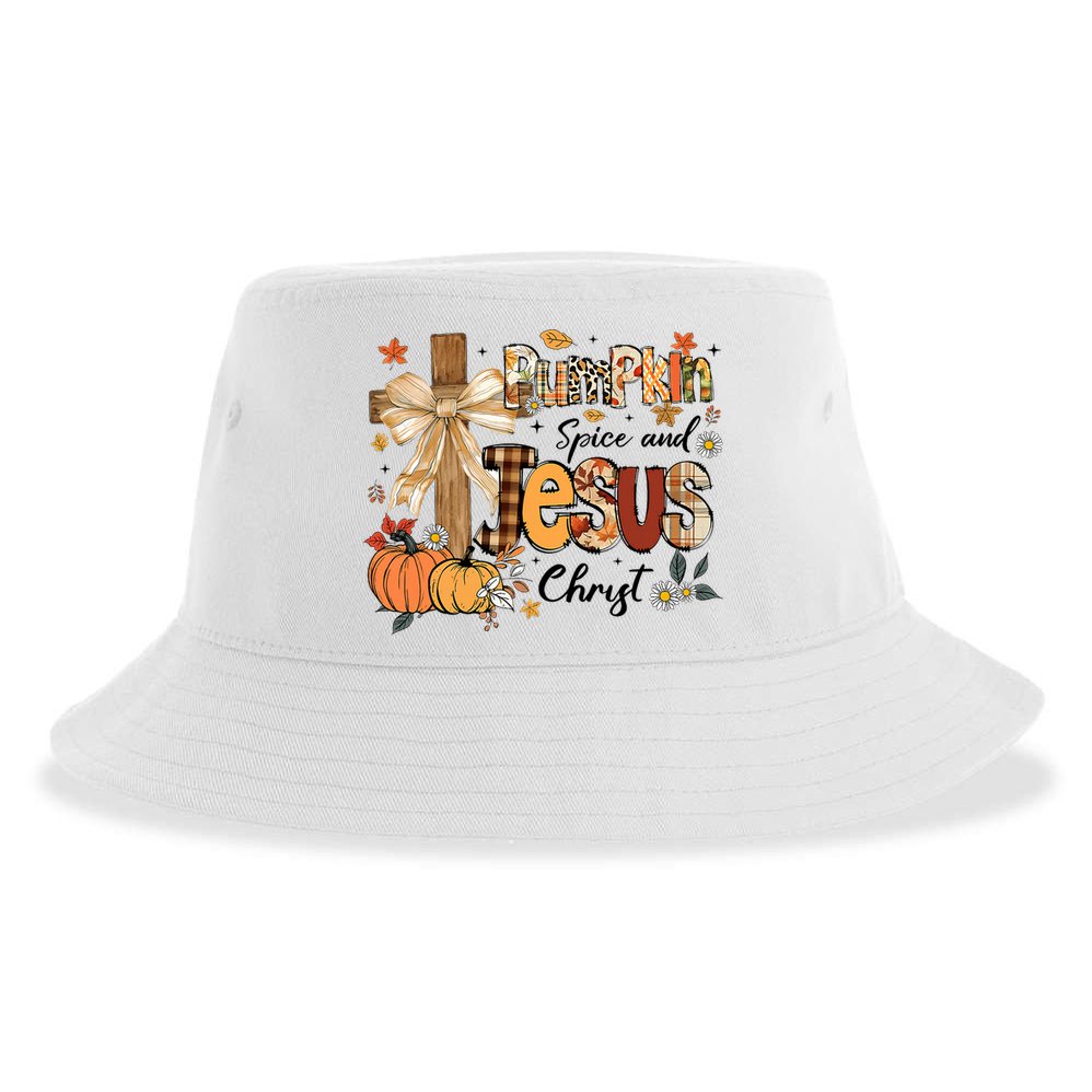 Pumpkin Spice Jesus Christ Fall Thanksgiving Sustainable Bucket Hat