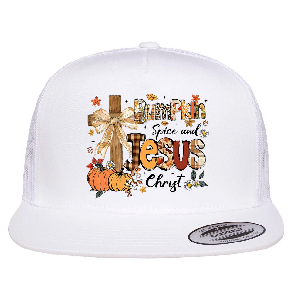 Pumpkin Spice Jesus Christ Fall Thanksgiving Flat Bill Trucker Hat