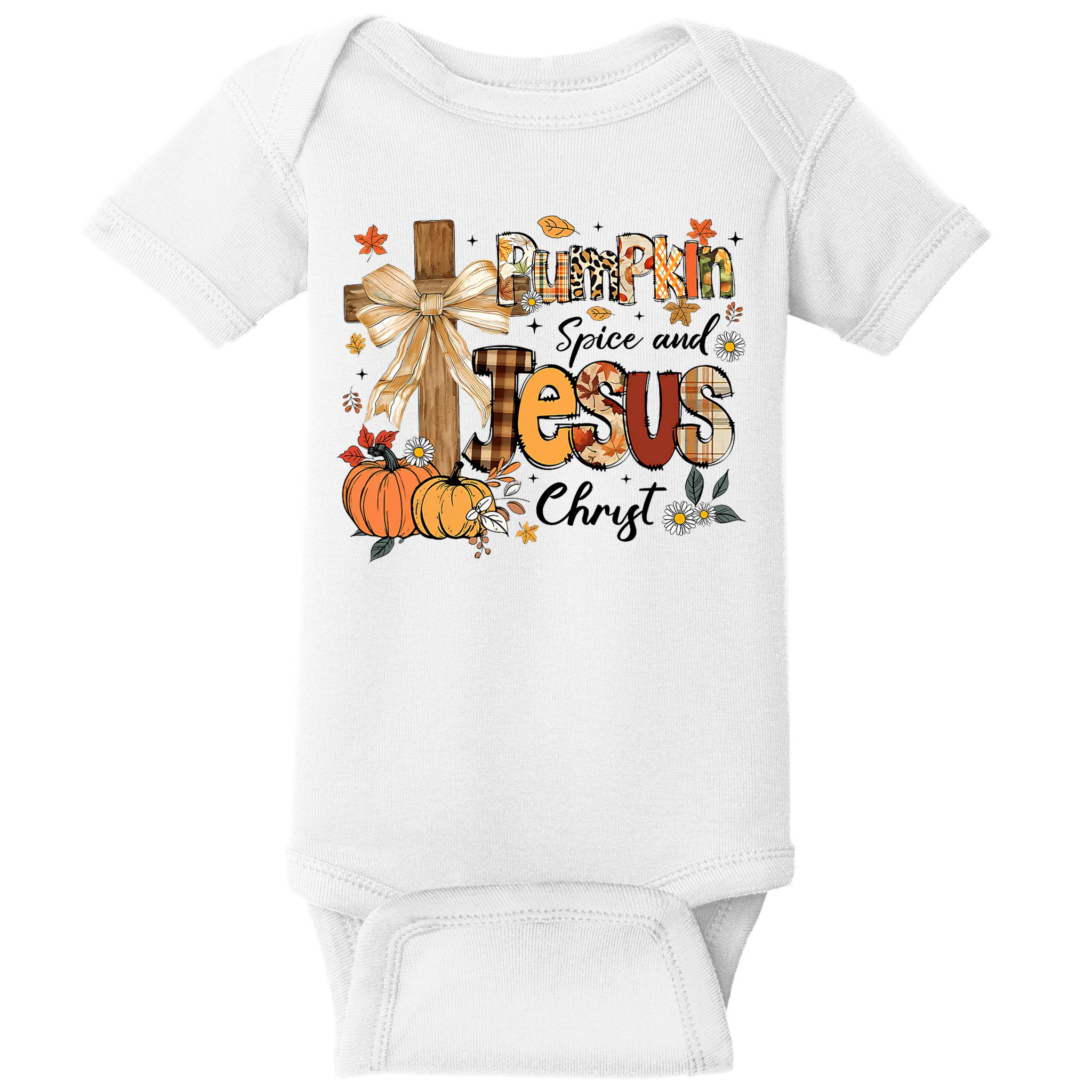 Pumpkin Spice Jesus Christ Fall Thanksgiving Baby Bodysuit