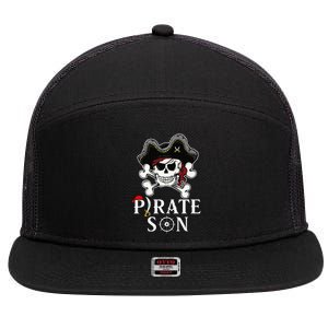 Pirate Son Jolly Roger Crossbones Pirate 7 Panel Mesh Trucker Snapback Hat