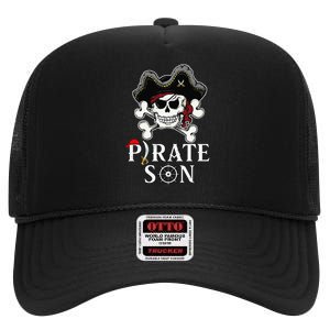 Pirate Son Jolly Roger Crossbones Pirate High Crown Mesh Back Trucker Hat