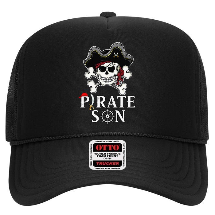 Pirate Son Jolly Roger Crossbones Pirate High Crown Mesh Back Trucker Hat