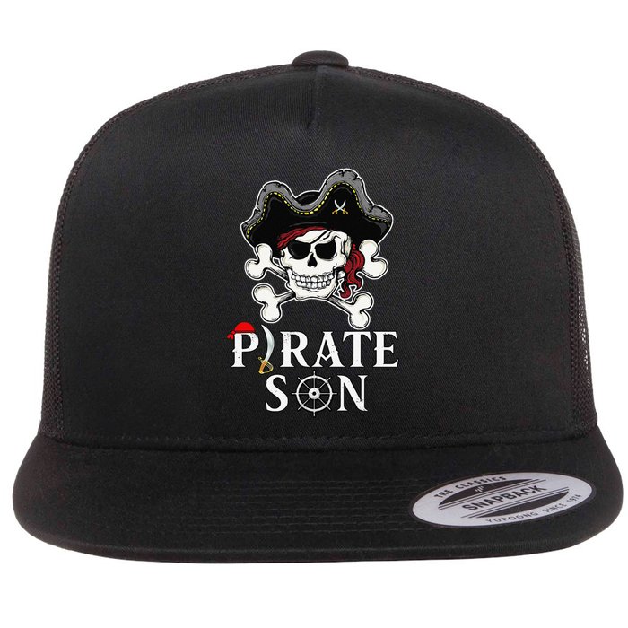 Pirate Son Jolly Roger Crossbones Pirate Flat Bill Trucker Hat