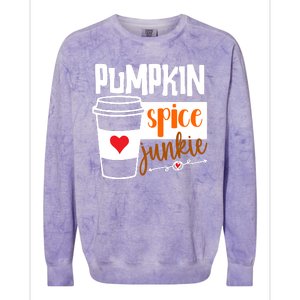 Pumpkin Spice Junkie Coffee Lover Heart Colorblast Crewneck Sweatshirt