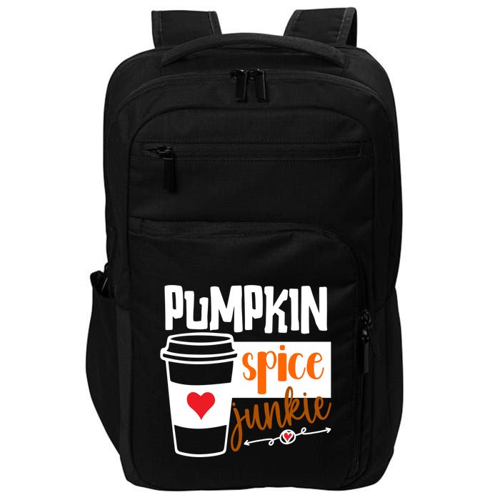 Pumpkin Spice Junkie Coffee Lover Heart Impact Tech Backpack
