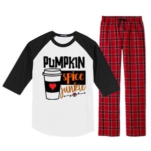 Pumpkin Spice Junkie Coffee Lover Heart Raglan Sleeve Pajama Set