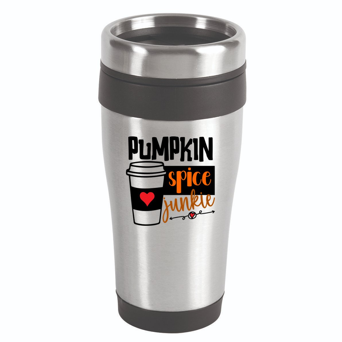 Pumpkin Spice Junkie Coffee Lover Heart 16oz Travel Tumbler