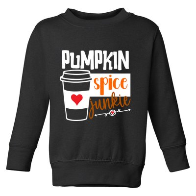 Pumpkin Spice Junkie Coffee Lover Heart Toddler Sweatshirt