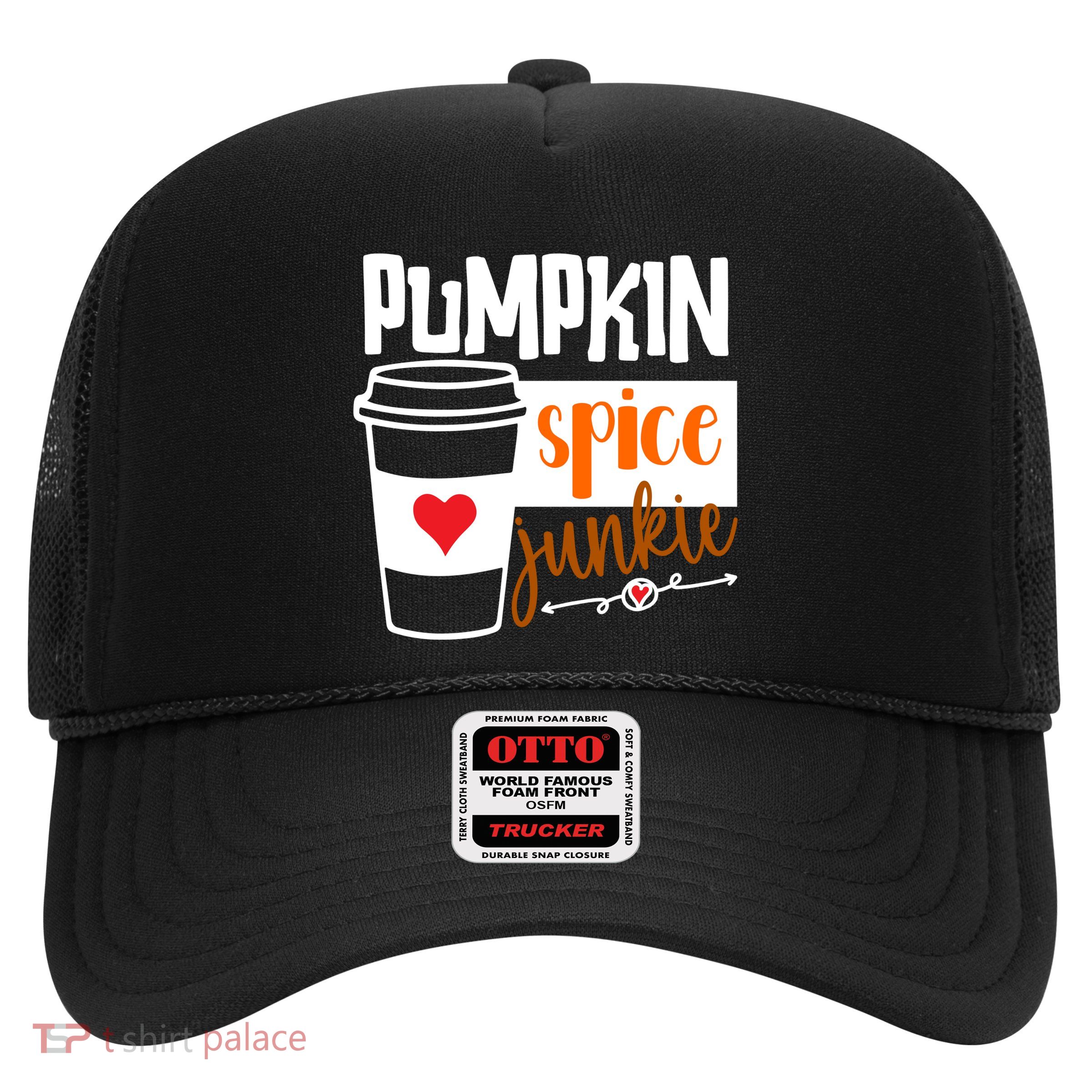 Pumpkin Spice Junkie Coffee Lover Heart Trucker Hat