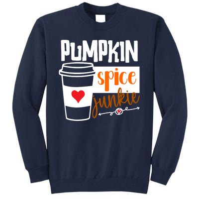 Pumpkin Spice Junkie Coffee Lover Heart Tall Sweatshirt