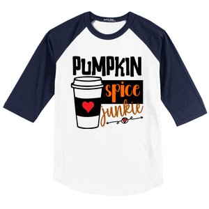 Pumpkin Spice Junkie Coffee Lover Heart Baseball Sleeve Shirt