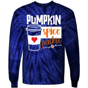 Pumpkin Spice Junkie Coffee Lover Heart Tie-Dye Long Sleeve Shirt