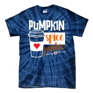 Pumpkin Spice Junkie Coffee Lover Heart Tie-Dye T-Shirt