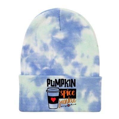 Pumpkin Spice Junkie Coffee Lover Heart Tie Dye 12in Knit Beanie