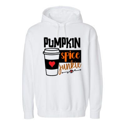 Pumpkin Spice Junkie Coffee Lover Heart Garment-Dyed Fleece Hoodie