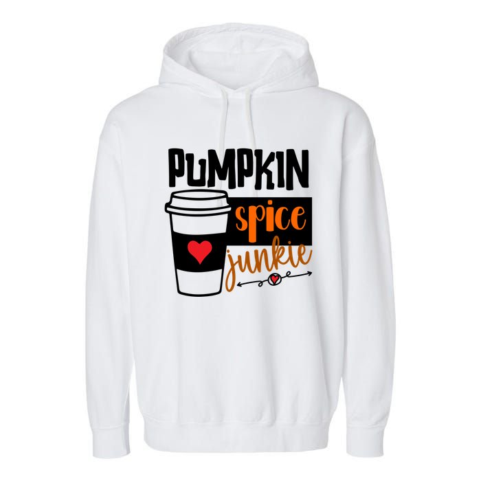 Pumpkin Spice Junkie Coffee Lover Heart Garment-Dyed Fleece Hoodie
